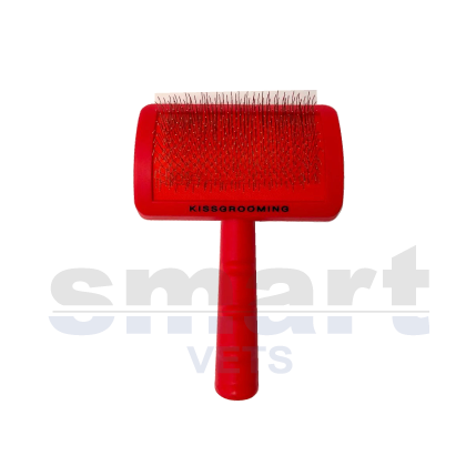 [CMK-602] Kiss Slicker Brush, Regular Teeth, Red Cushion.
